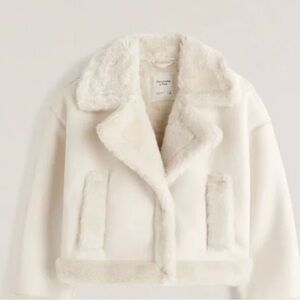Abercrombie & Fitch Cream Leather Jacket